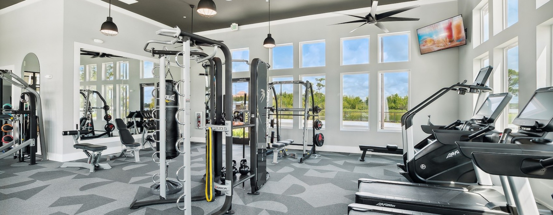 bright, spacious fitness center at  Bainbridge Mission Pointe