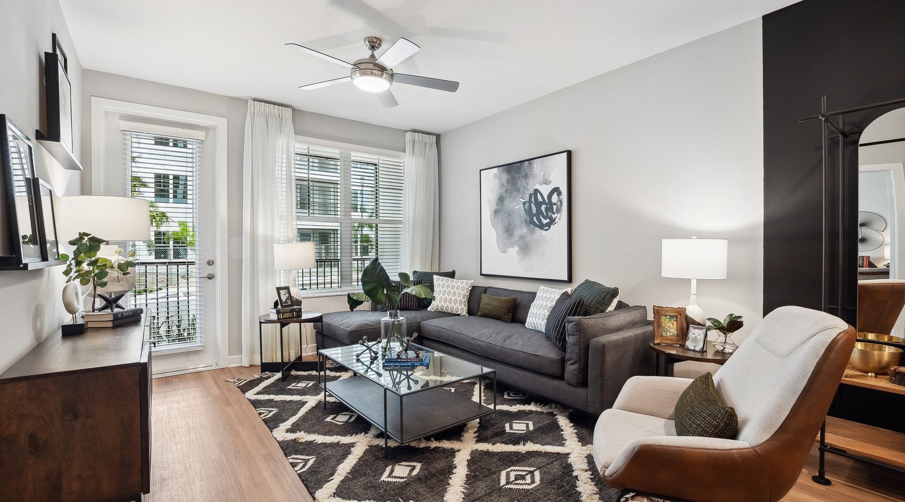 Open space living area with natural lighting