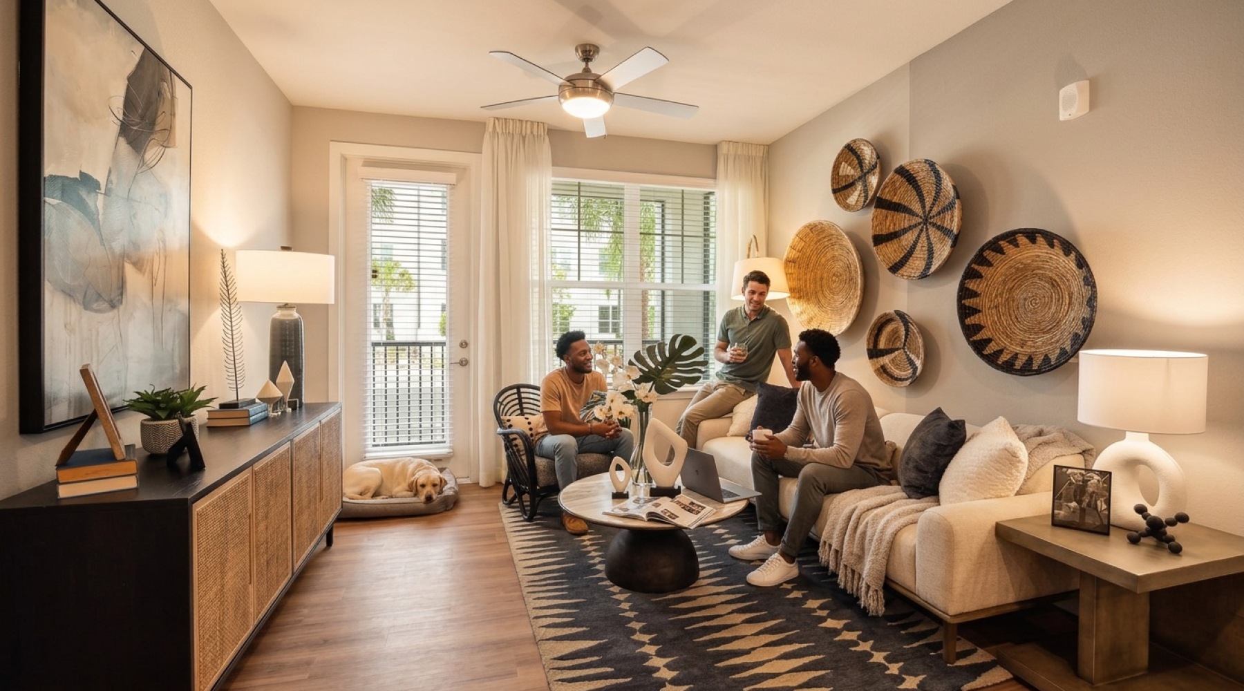 Open space living area with natural lighting